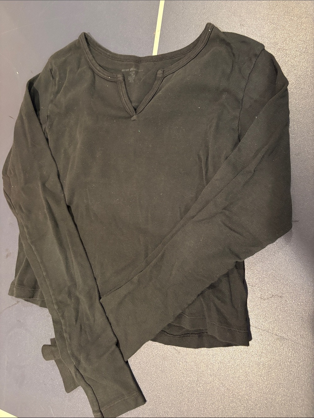 Brandy Melville Black Long Sleeve Crewneck Crop Style Top